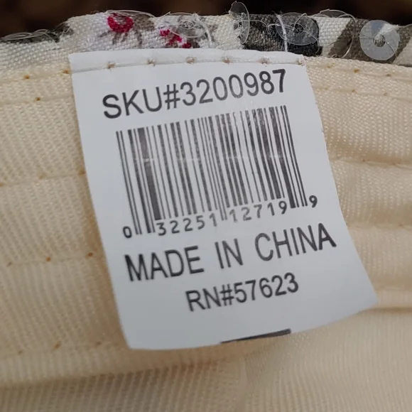 ``H25920 Pink & Clear Sequined Floral Baseball Cap - Picture 5 of 5